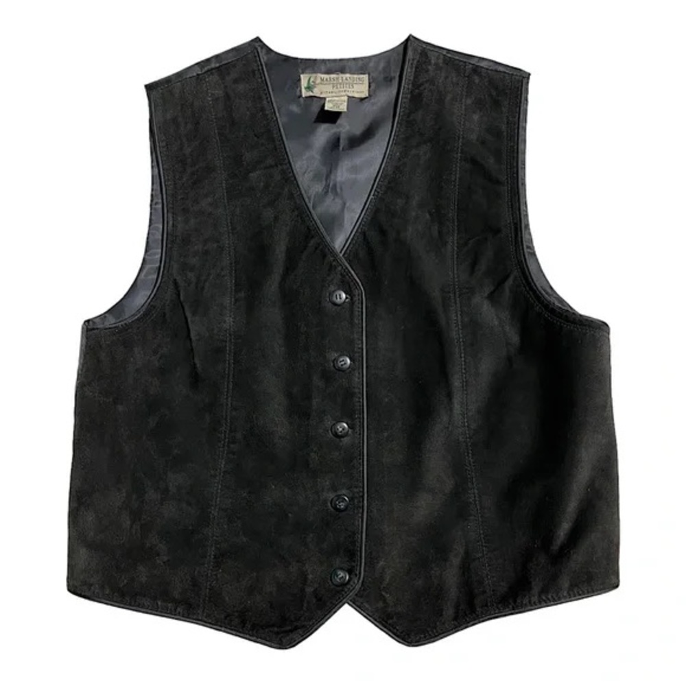 Marsh Landing ll Suede‎ Western Black Button-Up Vest Size 2X